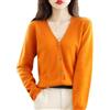 Generico Maglia Donna Invernale,Cardigan in Cashmere, Maglione Arancione in Lana Lavorato A Maglia, Maglione in Lana con Scollo A V, Elegante vestibilità Slim, Cappotto A Maniche Lunghe PE