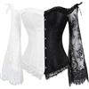 DISSA C714 - Corsetto da donna in stile retrò con lacci Nero e bianco. 42-44