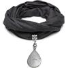 Vestopazzo sciarpa gioiello in cotone jersey colore grigio tortora e ciondolo a forma di goccia con pois.Lavorazione artigianale,Nickel tested