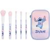 Disney Lilo & Stitch Set di Pennelli per Trucco da Donna | Pennelli per Bellezza Multicolori con Custodia con Cerniera | Custodia per Pennelli con Personaggio Stitch con 5 Pennelli per il Viso