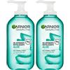 Garnier SkinActive Gel Detergente Rivitalizzante Aloe Pelli Normali Miste Formula Vegana Idratante Senza Siliconi - 2 Flaconi da 200ml