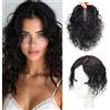 EREE HAIR Topper per capelli veri ricci corti umani per donne con capelli radi, clip in parte centrale da 12 pollici, copertura per piccola area, colore naturale, base in seta da 2,7 x 3,9 pollici