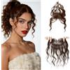 EREE HAIR Frangia in lana riccia con clip, 100% capelli umani, frangia frontale in pizzo per diradare i capelli e attaccatura dei capelli alta, 25,4 cm ricci ondulati topper per tende frangia marrone