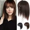 EREE HAIR veri capelli umani Topper con frangia 12 x 12 cm Base in seta Topper dritto Pezzo di capelli Clip in corona Estensioni dei capelli per donne con diradamento dei capelli 20 cm Colore nero