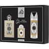 RESAES Resistant and aesthetic Lattafa King of Arabia - Set regalo, profumo arabo da uomo, durevole, include profumo EDP 100 ml + mini profumo 20 ml + deodorante 200 ml + atomizzatore fragranza legnosa dolce (King of Arabia Gift