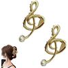 Ysaca Fermaglio per capelli a forma di chiave di violino, fermaglio per capelli a forma di chiave di violino, forcine in metallo antiscivolo, clip per capelli a forma di nota musicale con perla (oro)