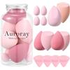 auroray Set di 14 spugne per il trucco, spugnette di bellezza con 4 spugnette per cipria e 4 mini spugne da trucco, regalo per San Valentino, festa della mamma, per donne, liquido, fondotinta, cipria,