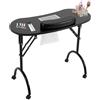 wanwanper Tavolo per manicure con aspirazione, tavolo per manicure pieghevole, tavolo per manicure portatile con ruote e ampio piano di lavoro, tavolo per manicure per famiglie, saloni di bellezza (nero)