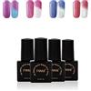 VidaRosa PINNI Smalti Semipermanenti Gel Termico Camaleonte UV LED Smalto per Unghie per Manicure Nail Art Salon, Set di 4 Colori Glitter, Viola Blu Rosa Bianco Rosso, 5 ML/PC
