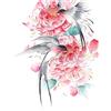 PEKNUX 2 pcs Ingoiare Loto Tatuaggi Temporanei Grande Fiore Braccio Stile Giapponese Impermeabile Finto Tatuaggio Adesivo Cinese Vento Uccello Maschio E Femmina Simulazione Adesivo