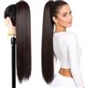 Ser Mulher Coda Capelli Extension Lisci con Laccio, 100% Effetto Naturale, 70 cm - Coda di Cavallo Liscia in Termofibra, Resistente al Calore, Applicazione Rapida in Pochi Minuti, KATE (Dark Brown)