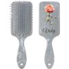 Youdian Spazzola Personalizzata per Capelli da Donna con Nome Personalizzato e Fiore di Nascita per Mamma, Nonna, Amiche, Sorelle (Grigio)
