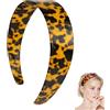 Generic Fascia larga con denti in guscio di tartaruga, antiscivolo, in acetato di alta qualità, con impugnatura leopardata, per trucco e ufficio, senza dolore, da indossare tutto il giorno (giallo)