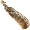 Aibote Pettine in corno di bue naturale 100% fatto a mano su entrambi i lati, pavone, antistatico, districante per massaggiare i capelli, regalo per donne e ragazze, 20 cm
