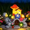 CIKOUBE Statue da giardino a forma di tartaruga solare con piante grasse e 7 luci LED, tartarughe solari da esterno per decorazione da giardino, cortile, prato, balcone, patio, veranda, regalo unico