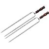 Madacha Set di 2 spiedi doppi, 60 cm, manico in legno