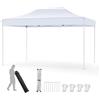 COSTWAY Gazebo Pop-up Pieghevole 3 x 4,5 m, Gazebo da Giardino Impermeabile Altezza Regolabile con Fori di Drenaggio, Tenda da Giardino Antivento con Borsa di Trasporto a Ruote (Bianco)