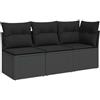 vidaXL Divano da Giardino con Cuscini 3 posti Nero in polyrattan