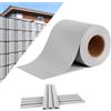 UISEBRT Strisce frangivista in PVC per recinzioni a doppia asta, 65 m x 19 cm, con clip di fissaggio 450 g/m², protezione dal vento da giardino, grigio