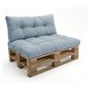 POKAR Set di Cuscini per Europallet Imbottito da 2 pezzi: 1x Cuscino-sedile 120x80cm + 1x Cuscino-schienale 120x40cm, per Divano da Giardino, per Interno ed Esterno, senza Pallet, blu