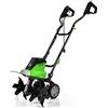 COSTWAY Motozappa Elettrica 1200W/1500W, Zappatrice Elettrica con Maniglia Pieghevole, Ruote Regolabili, 4/6 Lame, Velocità 365/400 PRM, Profondità 22 cm, Larghezza 35/43 cm (Verde, 1500 W)