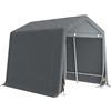 Outsunny Garage Moto per Esterno 2.4x2m, Tenda Garage per Attrezzi in Metallo e Tessuto PE, per Moto e Biciclette, Grigio Scuro