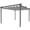 BRICOZONE Pergola Gazebo Giardino Telo Retrattile Pergolato Impermeabile Richiudibile Struttura In Acciaio Terrazzo Balcone Veranda Patio Piscina Esterno Design Moderno Elegante (3 x 4 M, Grigio)