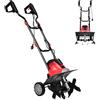 SOARS Motozappa Elettrica Pieghevole 1200W, Larghezza di Lavoro 36 cm Profondità di Lavoro 22 cm, 4 Lame, Zappatrice Elettrica per Orto e Giardino (Rosso, 36 x 40 cm, con Ruote)