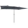 RELAX4LIFE Ombrellone Doppio da Giardino, Parasole con Manovella, Ombrellone da Esterno Grande per Patio, Cortile, Ristorante e Bar (Grigio, 426 x 265 cm)