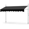 RELAX4LIFE Tenda da Sole per Esterno con Morsetto senza Forare, Telaio Telescopico, Telo Anti-UV, Altezza e Inclinazione Regolabile, Ideale per Balcone e Terrazzo (Grigio, 300x180cm)