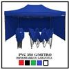 RAY BOT Gazebo Pieghevole 3X4.5 Blu Acciaio + 4 Teli Laterali PVC 350 g Metro