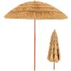 KOMFOTTEU Ombrellone da Spiaggia 200 cm, Parasole Hawaiano, Antivento, Impermeabile, Anti UV, Ombrello in Paglia Pieghevole e Portabile, Ombrello in Rafia per Giardino, Balcone, senza Base, Giallo