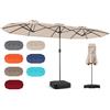 RELAX4LIFE Ombrellone Doppio da Giardino con Base, Ombrellone da Balcone con Apertura a Manovella, Tetti Ventilati, Parasole da Esterno per Patio, Cortile, Ristorante o Bar (Beige, 393 x 198 cm)