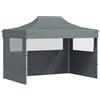 vidaXL Gazebo Professionale Pieghevole con 3 Pareti Finestre Trasparenti Tendone Tenda per Feste da Giardino 3x4m in Oxford PVC e Acciaio Antracite