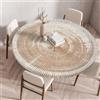 Odot Tovaglia Rotonda Antimacchia con Bordo Elastico 3D Motivo Tovaglia da Tavola Lavabile Antiscivolo Copritavolo per Compleanno Cucina Tavolo da Pranzo caffè Cene Feste (90cm,ASSE)