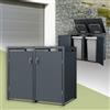 ML DESIGN modern living ML-Design Copribidoni per 2 Bidoni di Spazzatura fino a 240 L in Acciaio Antracite 132x80x116,3 cm Contenitore Resistente alle Intemperie con Serratura e Sportello Copertura per Rifiuti