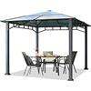 TOOLPORT Gazebo da Giardino 3x3 m telaio in alluminio tetto in policarbonato da ca. 8 mm senza teli laterali