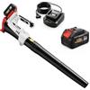 Outsunny Soffiatore a Batteria 18V, Soffiatore Foglie con Batteria 4Ah, Motore Brushless 250W, 6 Livelli Velocità 149 km/h, Turbo Boost, Caricabatterie, Leggero, per Giardino Foglie Neve Polvere