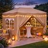 QUICK STAR Gazebo Pop-Up 2 x 3 m Beige con 4 Fianchi Easy Fastening con 2 Cerniere