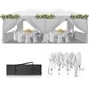 LEADZM Gazebo 3x6m Pieghevole con 6 Pareti Laterali, Tenda da Giardino Regolabile in Altezza Impermeabile UV 50+ Antivento con Borsa da Trasporto (Bianco, 3x6m-6)