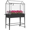 Outsunny Orto quadrato su gambe con telo in PVC, fioriera rialzata con ruote, porta con cerniera avvolgibile e foro di drenaggio, mini serra per ortaggi, fiori, erbe aromatiche, 100 x 45 x 152 cm,