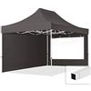 TOOLPORT Gazebo Pieghevole Giardino 3x4,5m - 2 Laterali (finestre panoramiche) Telo 700N Poliestere Idrorepellente Padiglione Mercati Sagre Grigio