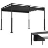 LZQ Pergola Gazebo 3x4 m con telaio acciaio robusto e tetto poliestere rivestito PA regolabile, protezione solare anti-intemperie per giardino e terrazza (nero)