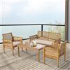 casa.pro Set Salottino per Esterno Mobili da Giardino Patio Terrazza Set Composto di Tavolo Divano e 2 Poltrone con Cuscini Arredo in Legno di Acacia