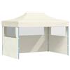 vidaXL Gazebo Professionale Pieghevole con 3 Pareti Finestre Trasparenti Tendone Tenda per Feste da Giardino 3x4m in Oxford PVC e Acciaio Crema