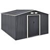 [en.casa] Casetta da Giardino con Doppia Porta Scorrevole Box Capanno Porta Attrezzi Ripostiglio da Esterno in Lamiera con Telaio in Metallo Tetto Inclinato 277x319x192 cm - Grigio Scuro