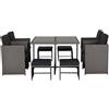 Outsunny Set Mobili da Giardino Esterno Tavolo con 4 Sedie 9pz Grigio