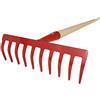 SHW-FIRE - Rastrello da giardino con 10 denti, manico lungo 150 cm, perfetto per prato e giardino