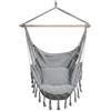 BOGATECO Sedia Amaca Sospesa con 2 Cuscini | con Supporto in Legno | Portata 150 kg | Perfetto per Interno & Esterno | a Casa, Patio, Cortile e Giardino | Grigio Scuro