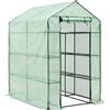 [en.casa] Serra da Giardino a 6 Ripiani a Forma di Casetta con Copertura in PE Verde Reticolato 2 Scaffalature con Telaio in Acciaio 120 x 170 x 194 cm